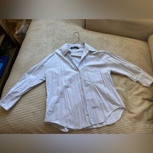 Zara Blue and White Striped Shirt